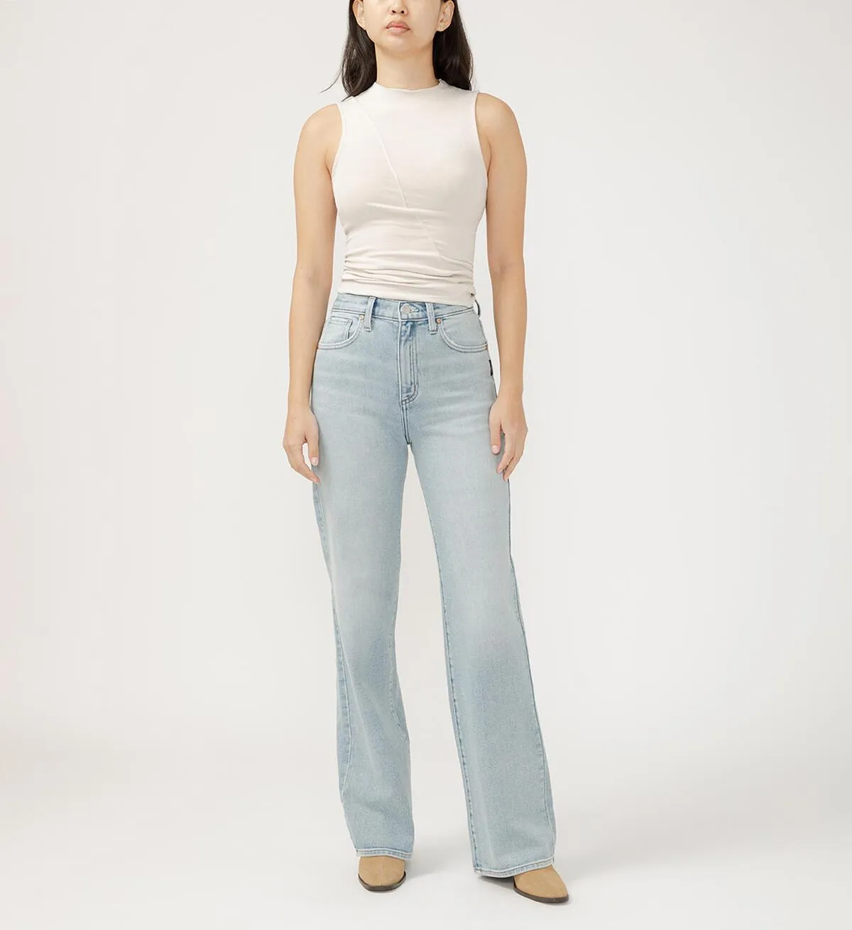 Silver Women's Highly Desirable High Rise Trouser Leg Jeans