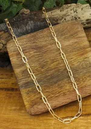 Simple Gold Paperclip Link Chain Necklace | Gold