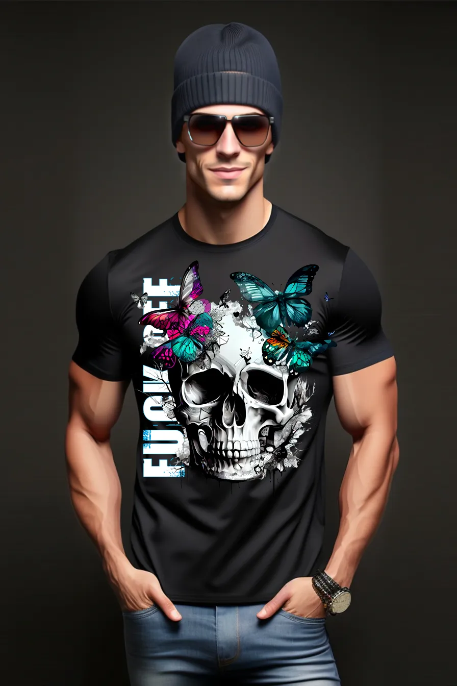 Skull with Butterflies T-Shirts | Grooveman Music