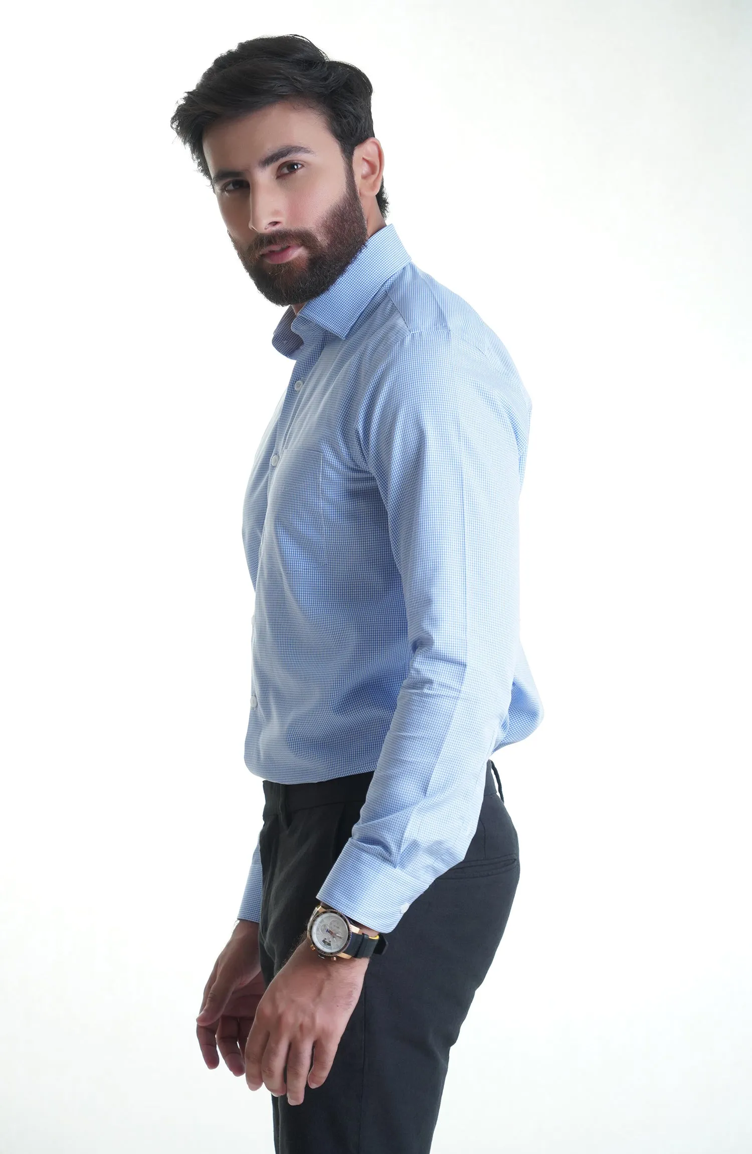 Sky Blue Stripe Cotton Shirt