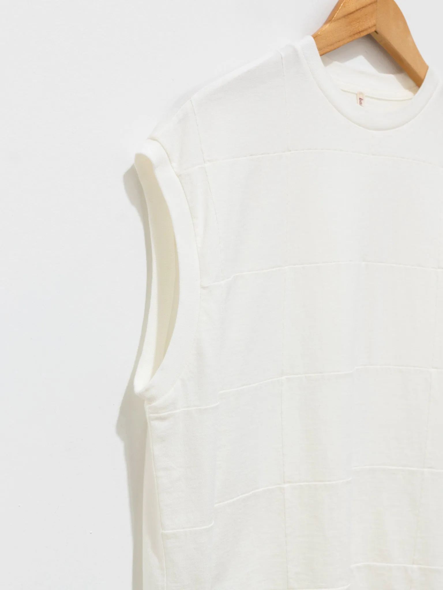 Square Patterned Sleeveless Tee - White