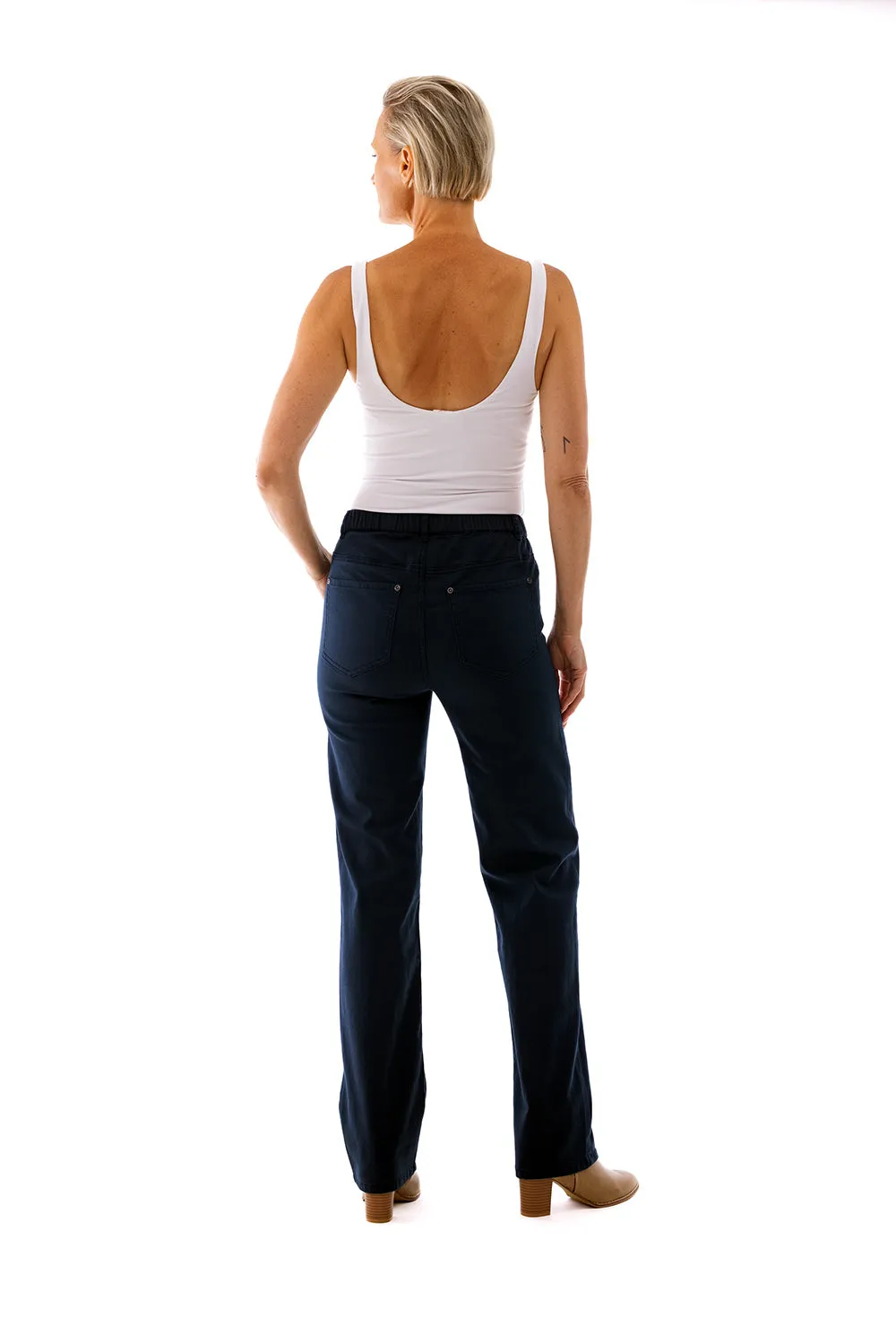 Straight Leg Coloured Jeans by  Café Latte - Navy