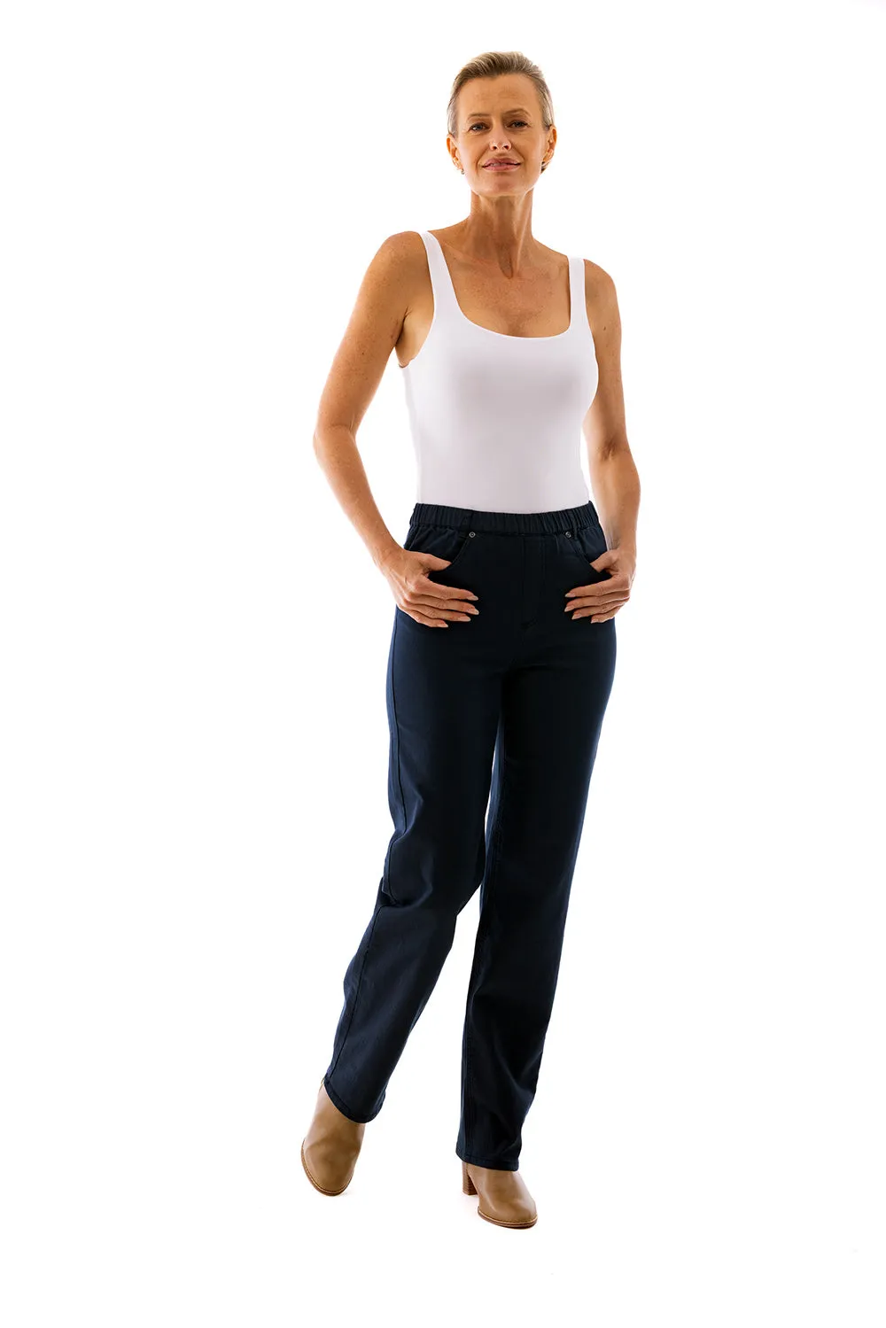 Straight Leg Coloured Jeans by  Café Latte - Navy