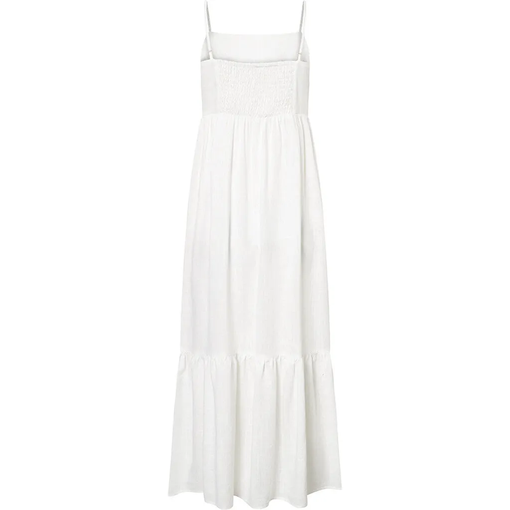 Tara linen strap dress / 100026 - White