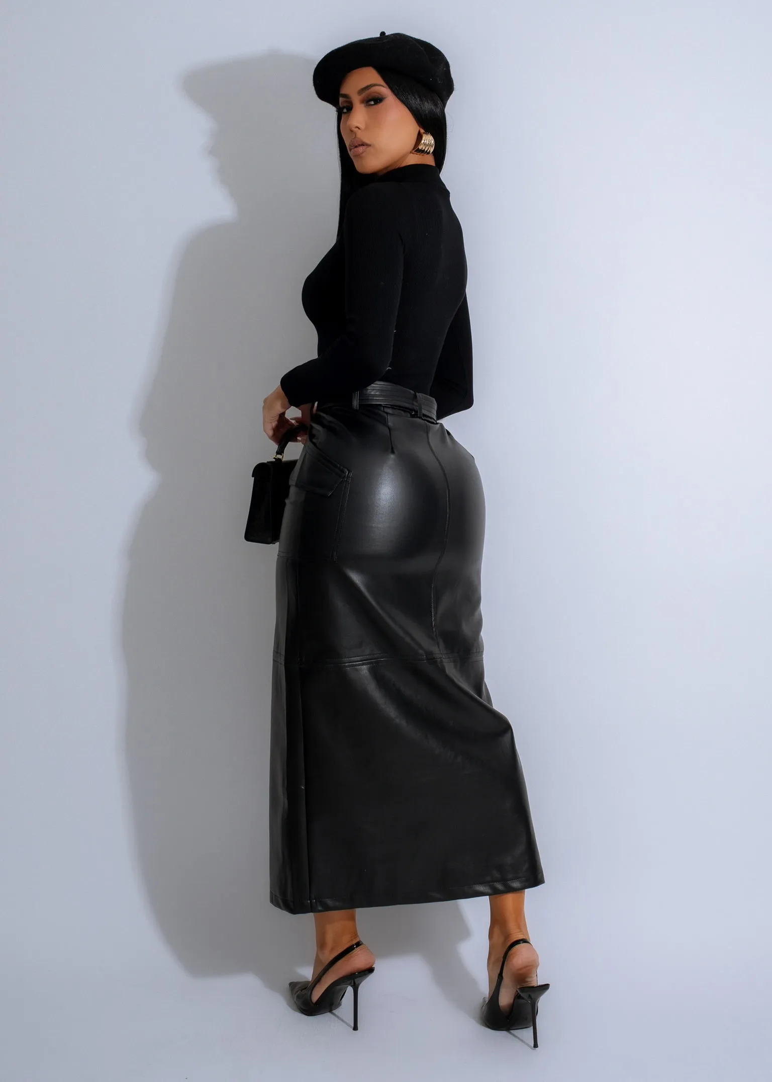 Terrain Utility Faux Leather Skirt Black