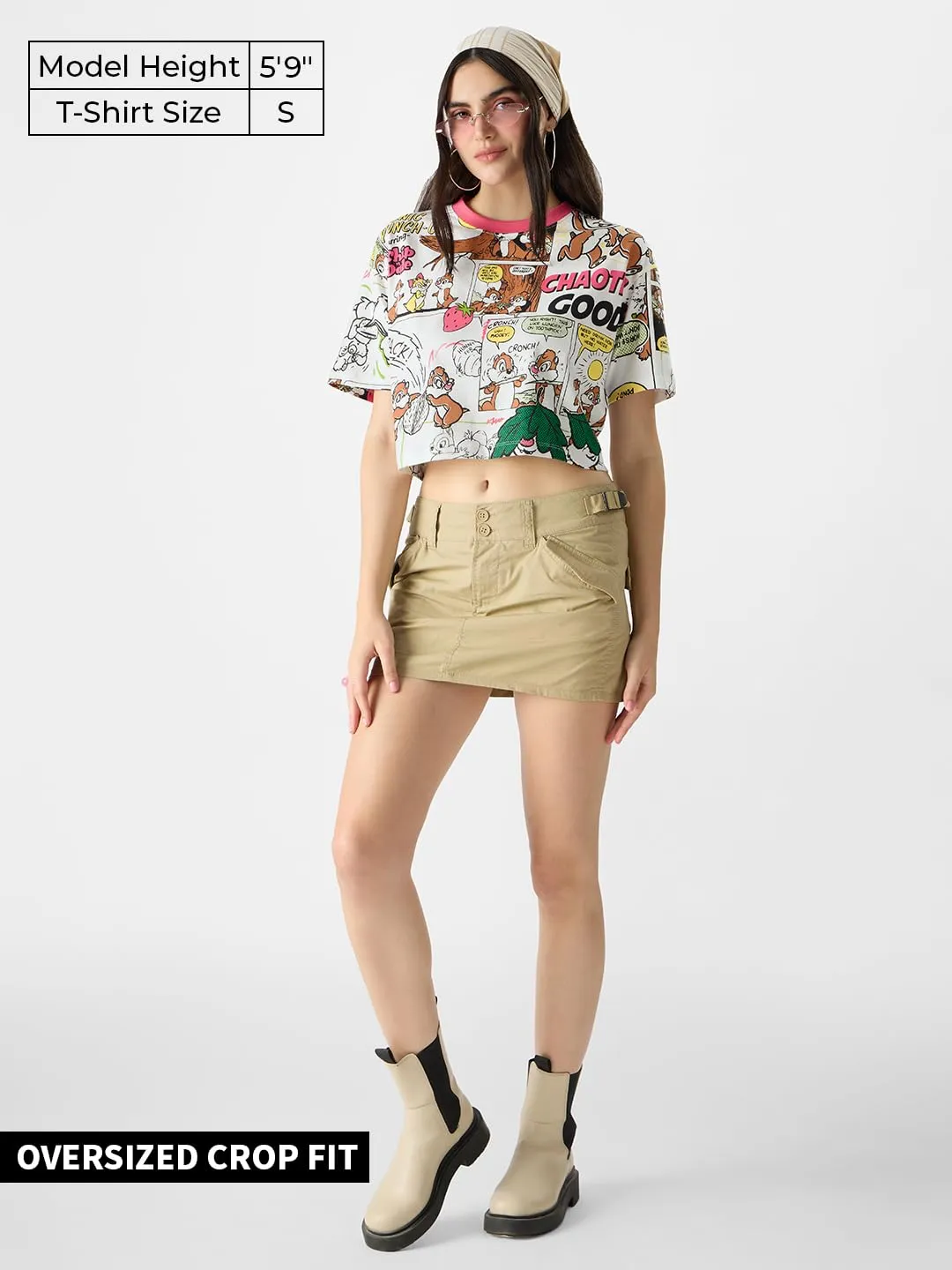 The Souled Store Official Chip 'n Dale: Chaotic Good Women Oversized Crop Tops