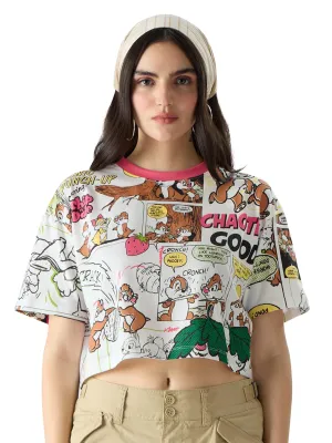 The Souled Store Official Chip 'n Dale: Chaotic Good Women Oversized Crop Tops