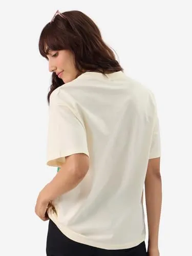 The Souled Store Official Tom and Jerry: Boom! Women and Girls Short Sleeve Round Neck Off-White Graphic Printed Cotton Oversized Fit T-Shirts Oversized T Shirts for Women T-Shirt Girls Cotton