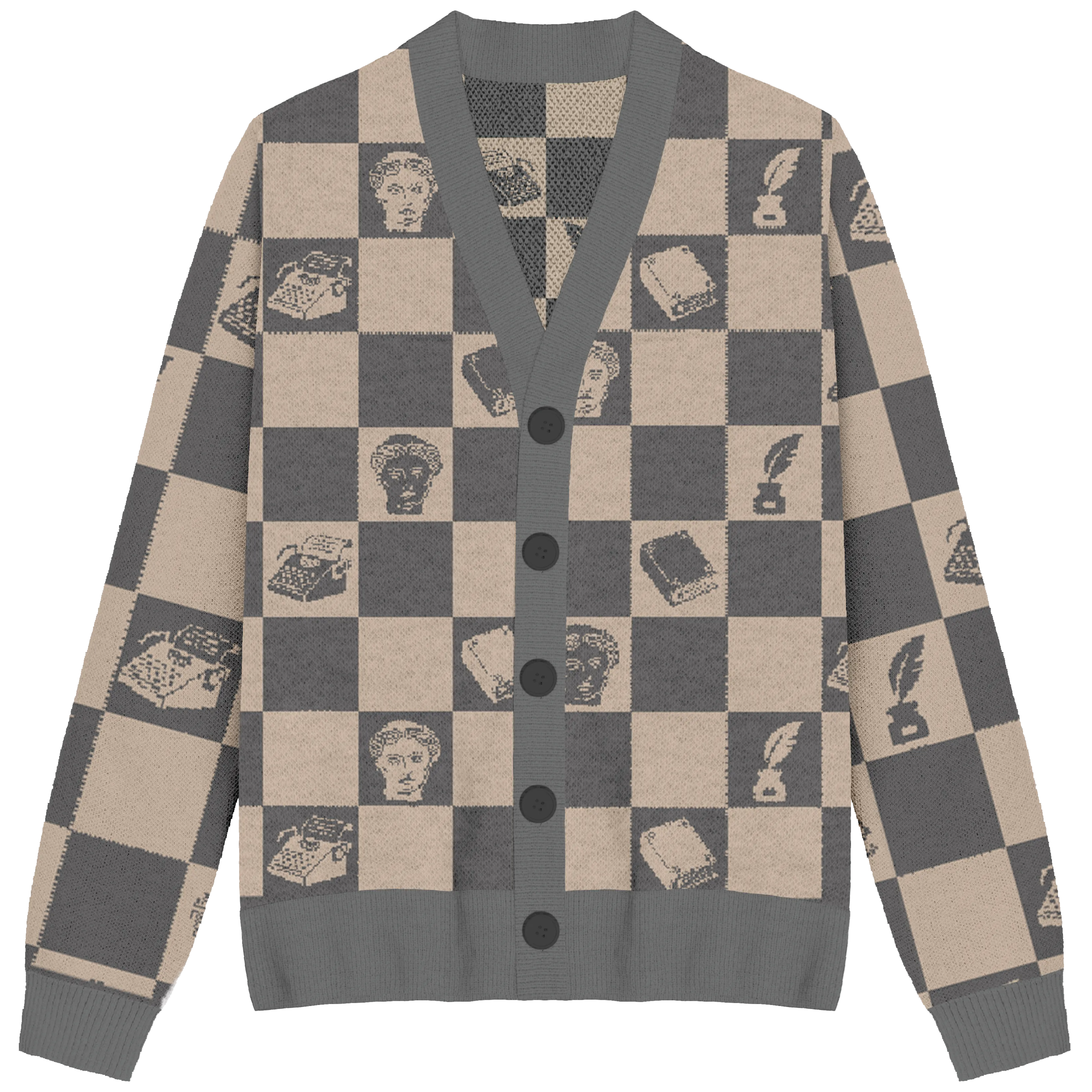 Tortured Poets Aesthetic Checkered Knit Cardigan