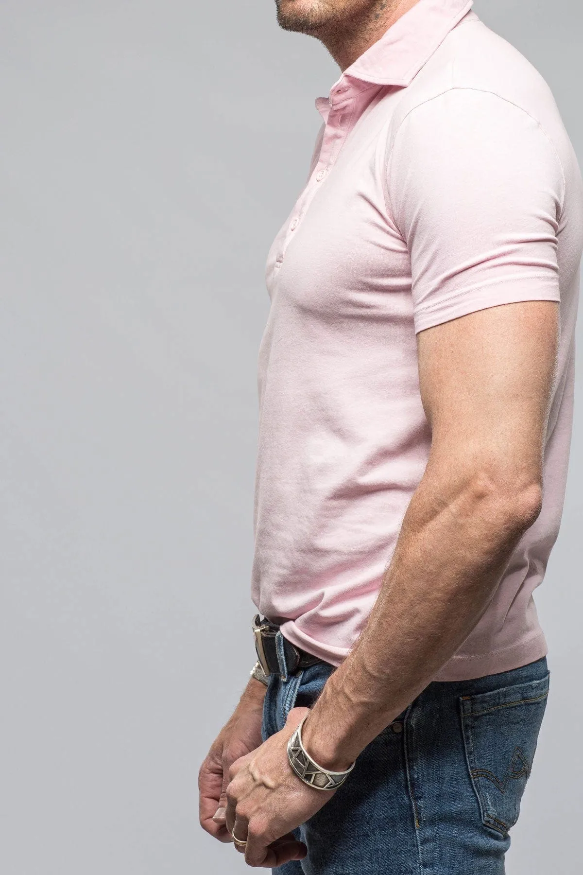 Toulour SS Woven Polo in Pink