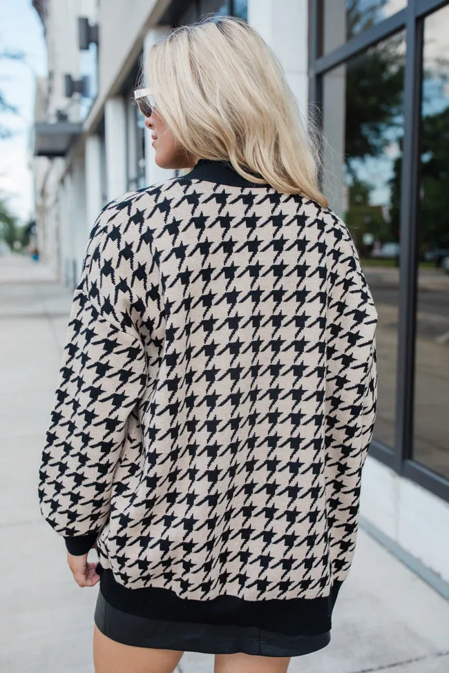 Trying Your Best Tan Houndstooth Cardigan SALE