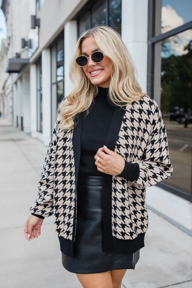 Trying Your Best Tan Houndstooth Cardigan SALE
