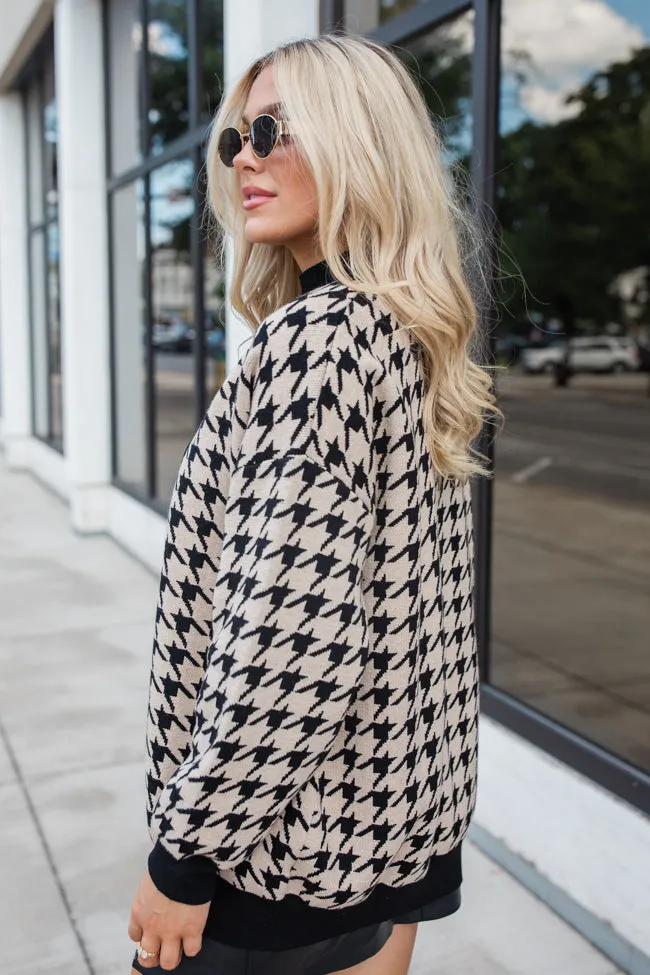 Trying Your Best Tan Houndstooth Cardigan SALE