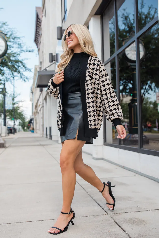 Trying Your Best Tan Houndstooth Cardigan SALE