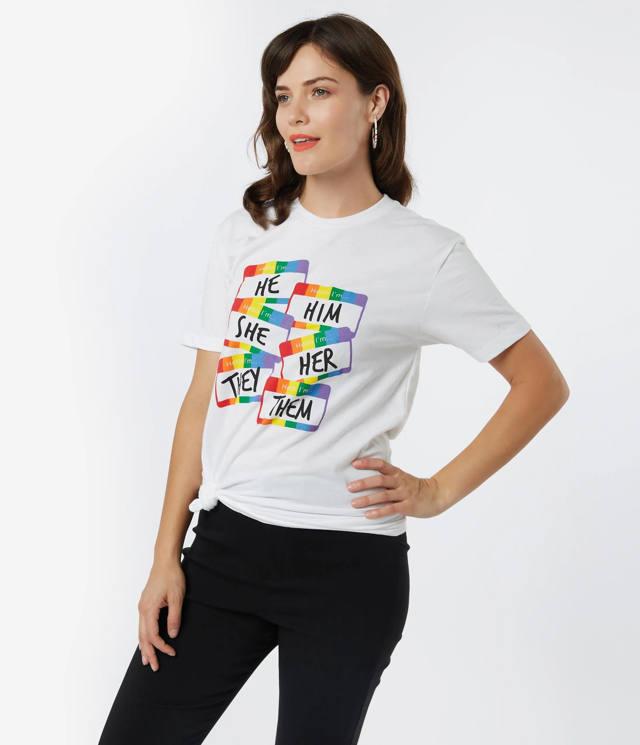 Unique Vintage Name Tag Pronoun Pride Unisex Tee