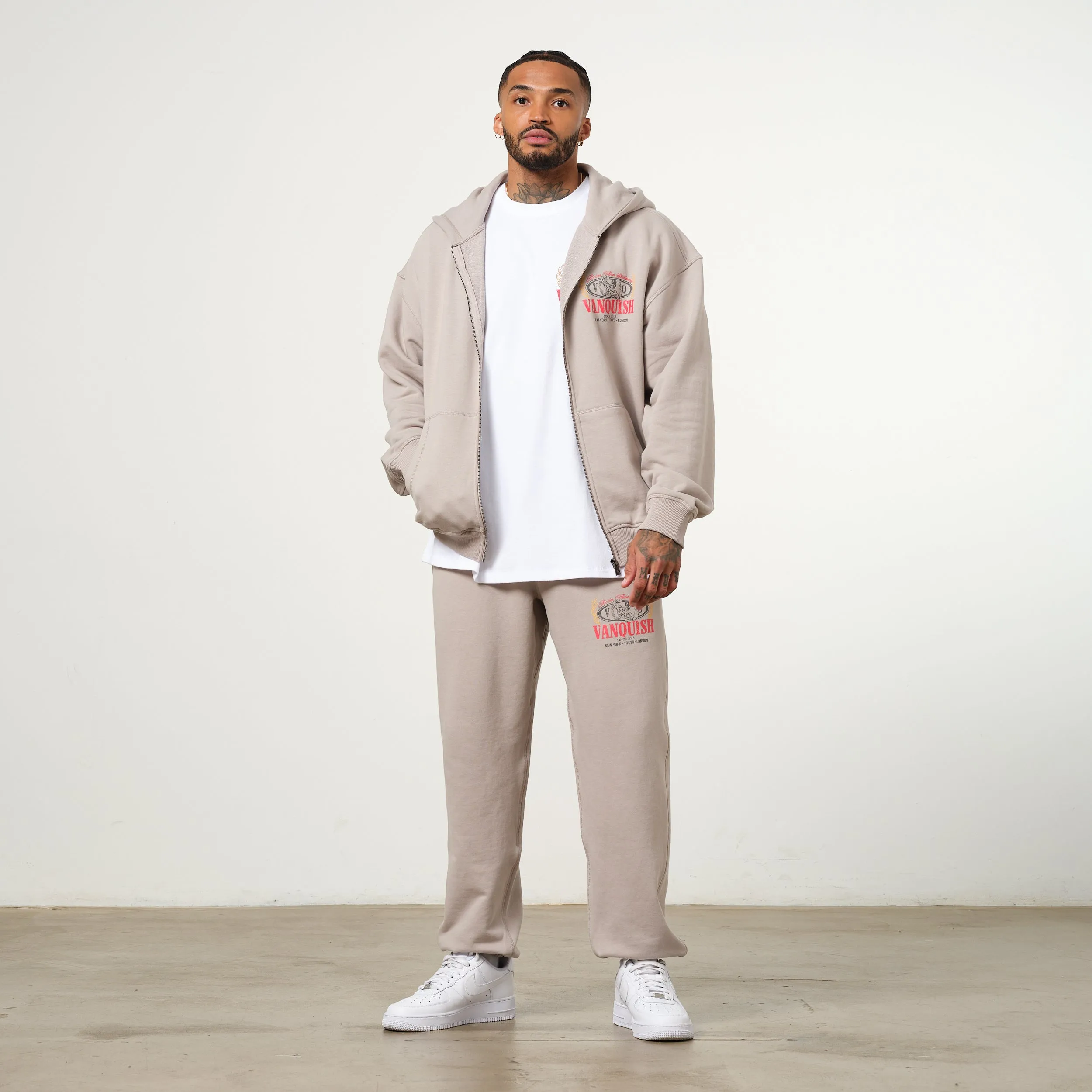 Vanquish Trophy Taupe Zip Oversized Hoodie