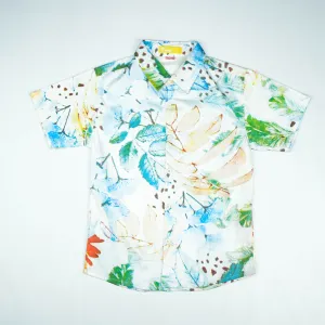 Watercolor Floral Print Short-Sleeve Shirt