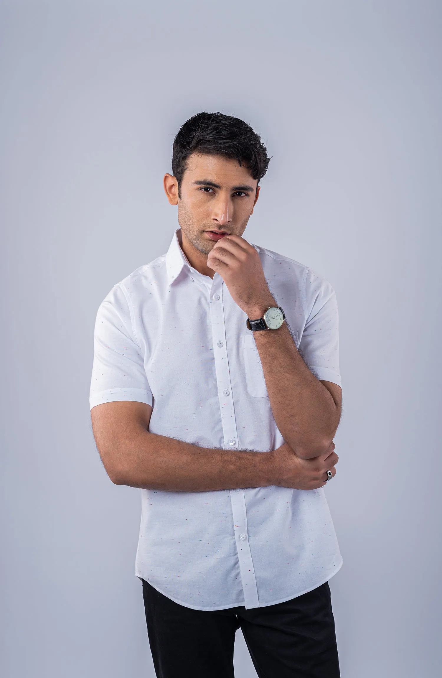 White/Blue Stripes Yarn Dyed Shirt