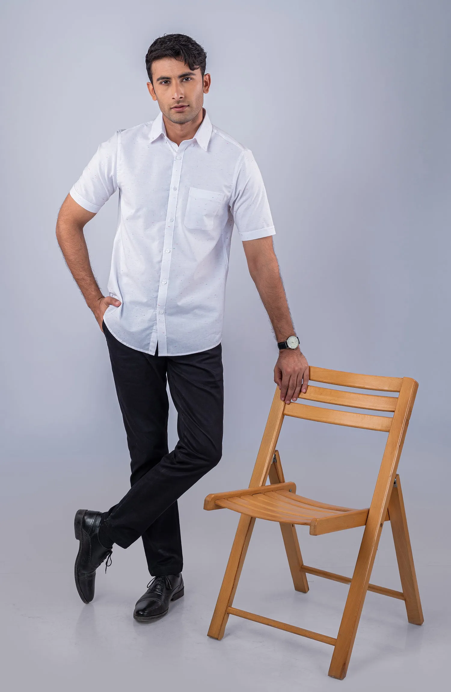 White/Blue Stripes Yarn Dyed Shirt