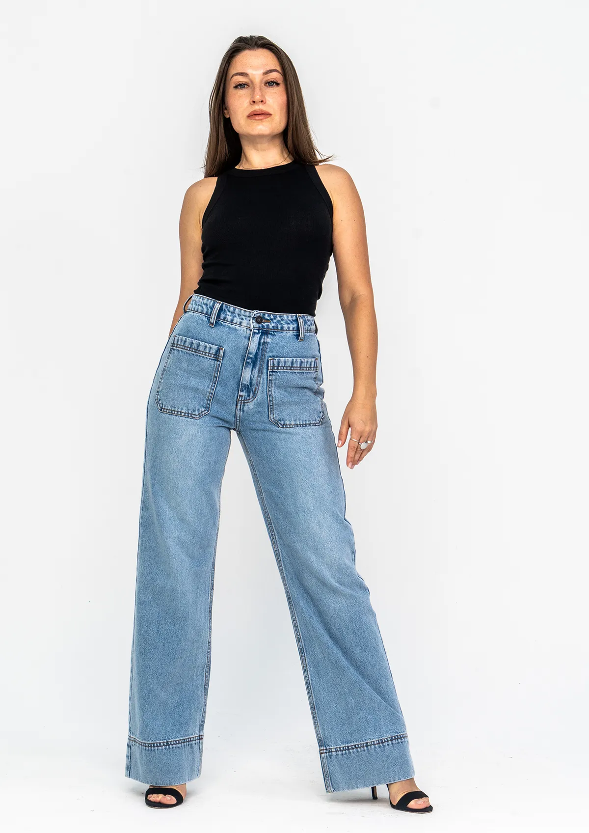 Wide Hem Straight Leg Jeans