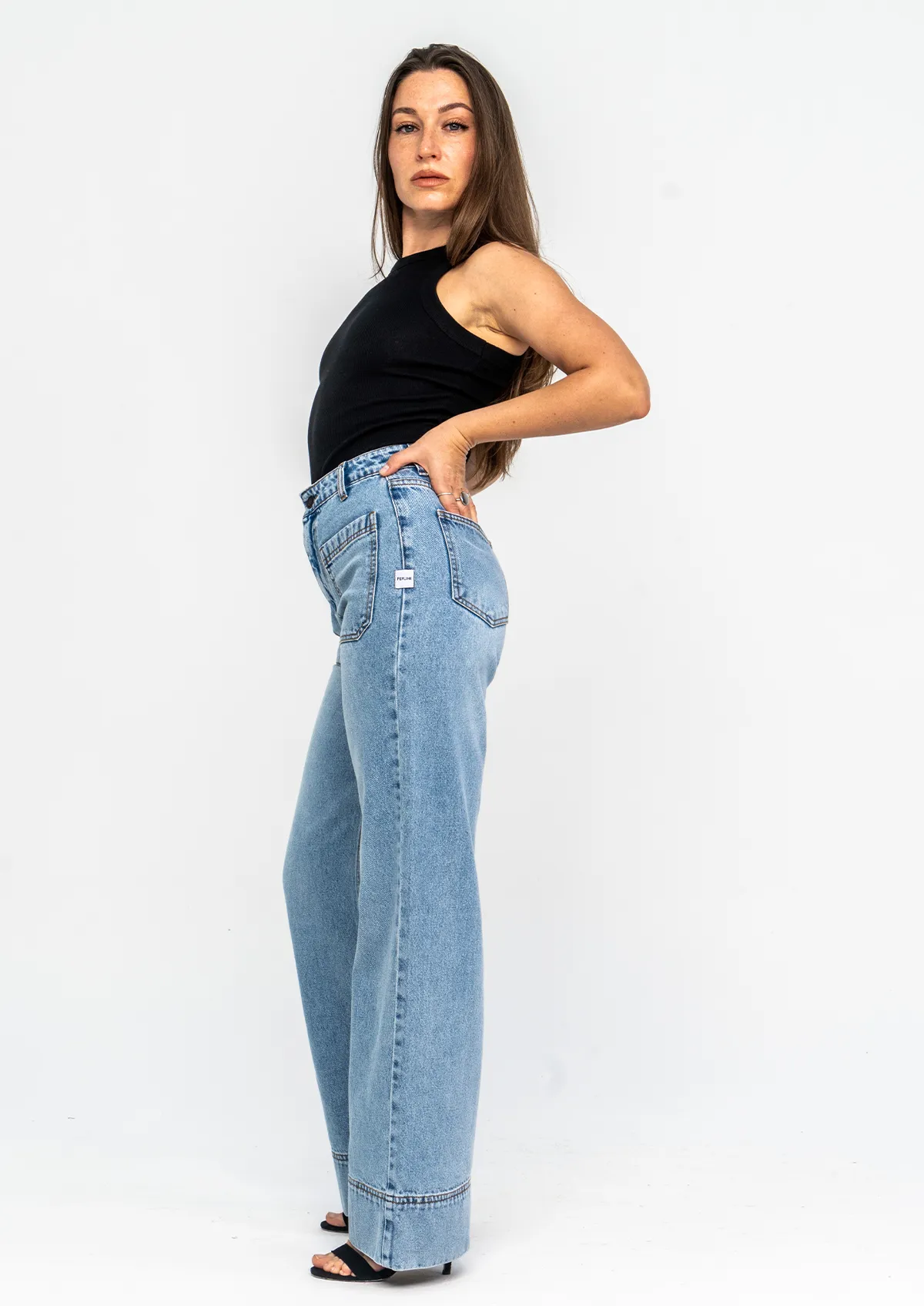 Wide Hem Straight Leg Jeans