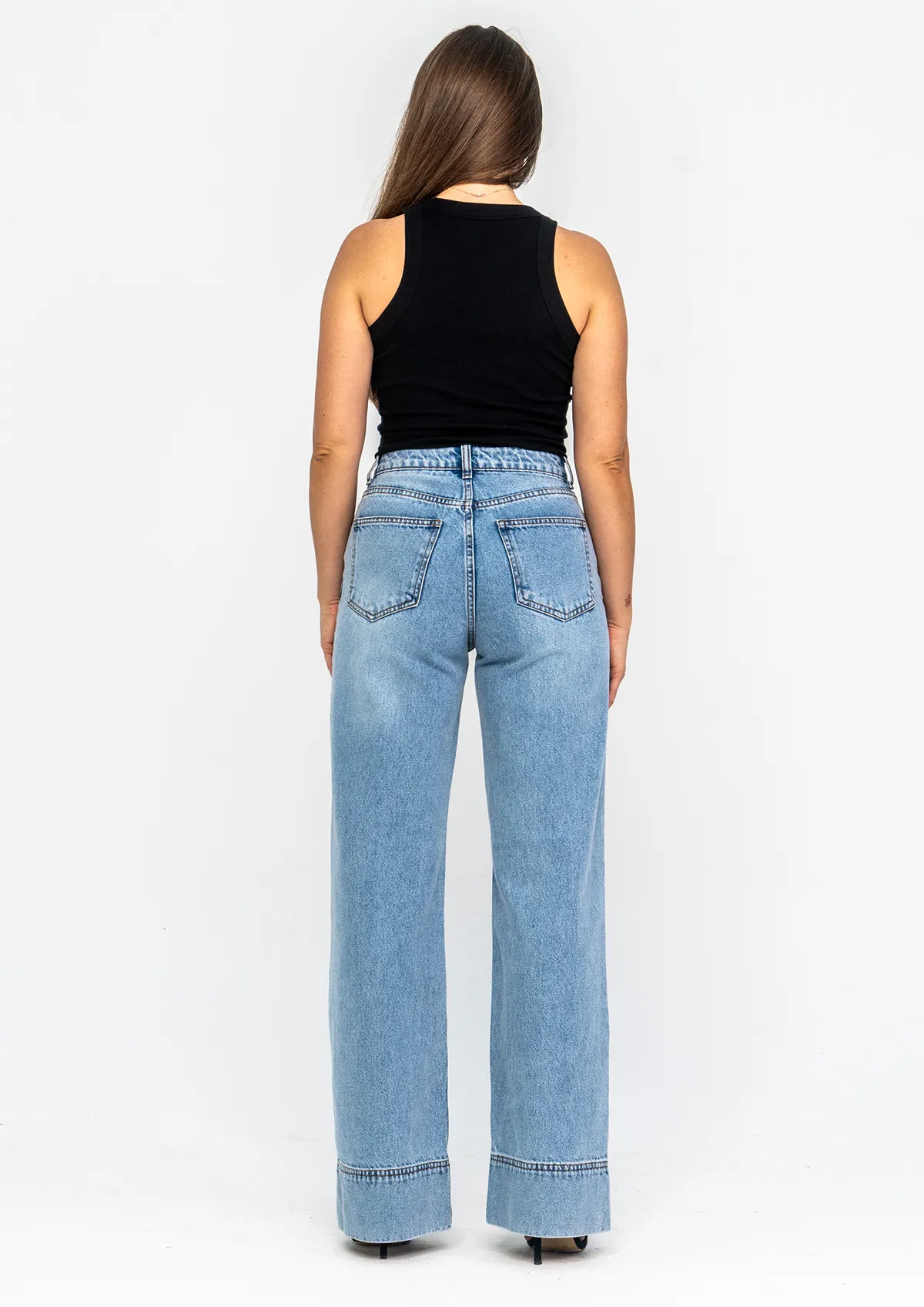Wide Hem Straight Leg Jeans