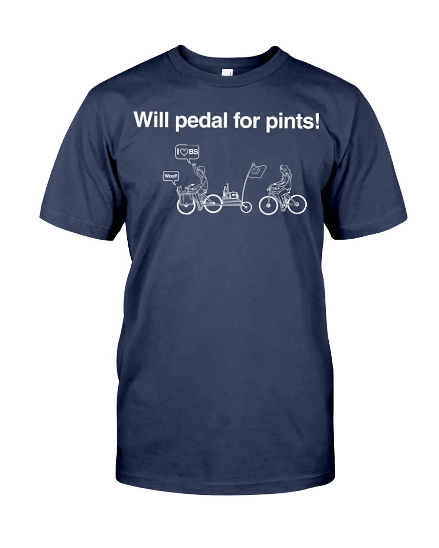 Will Pedal for Pints! Funny bike t shirts