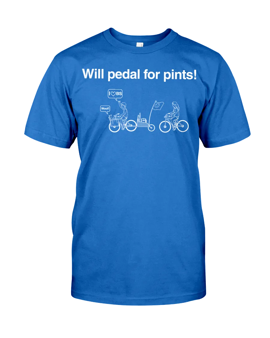 Will Pedal for Pints! Funny bike t shirts