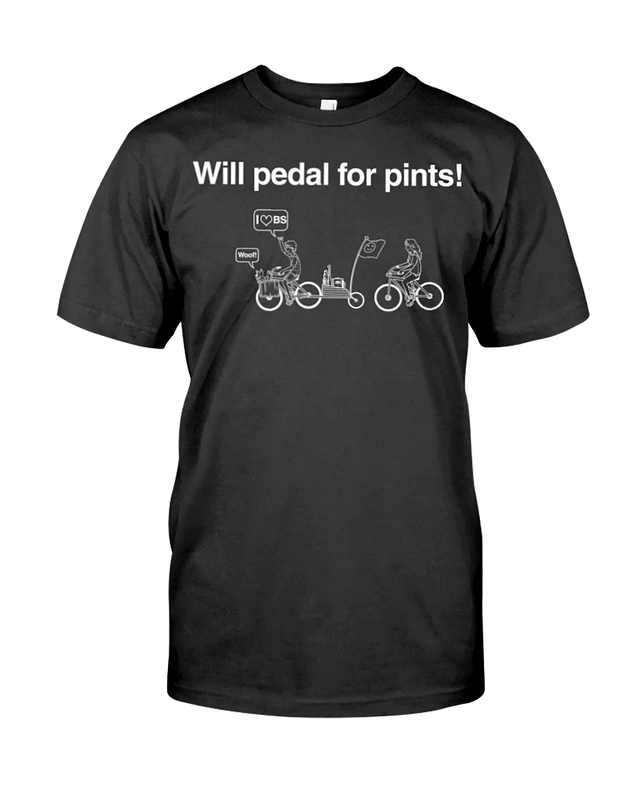 Will Pedal for Pints! Funny bike t shirts