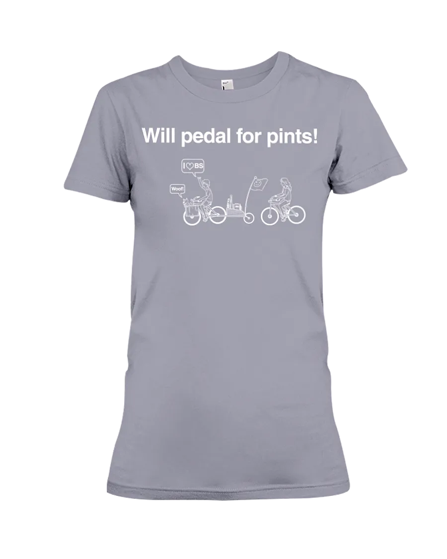 Will Pedal for Pints! Funny bike t shirts