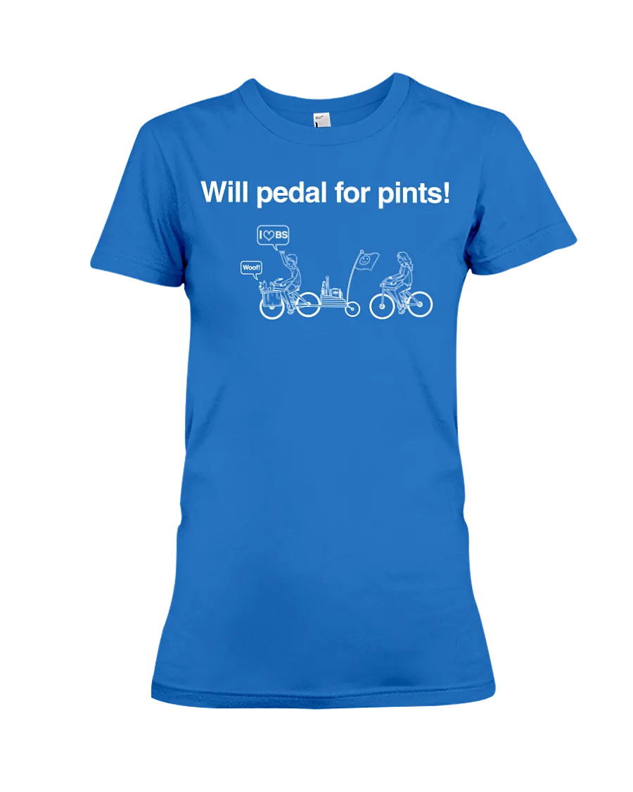 Will Pedal for Pints! Funny bike t shirts