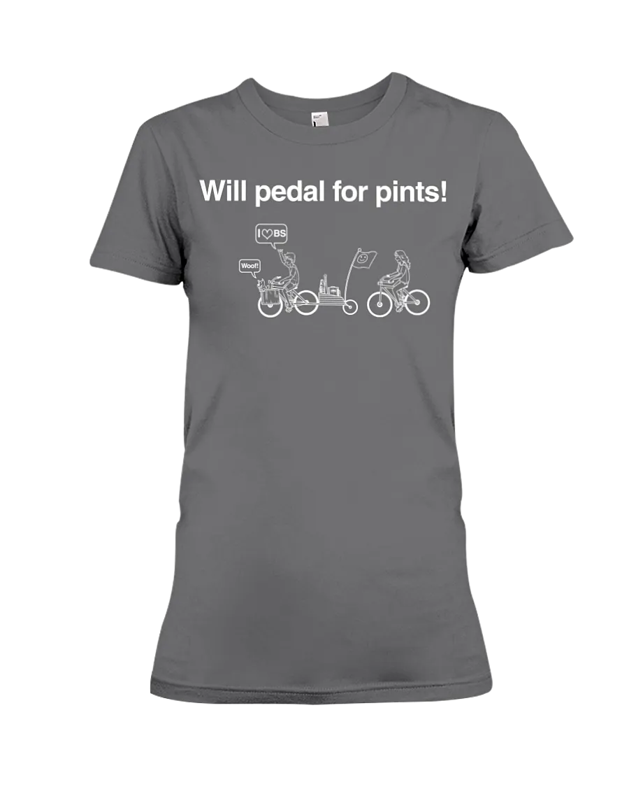 Will Pedal for Pints! Funny bike t shirts