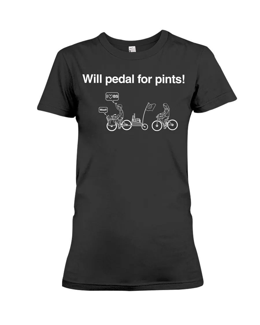 Will Pedal for Pints! Funny bike t shirts