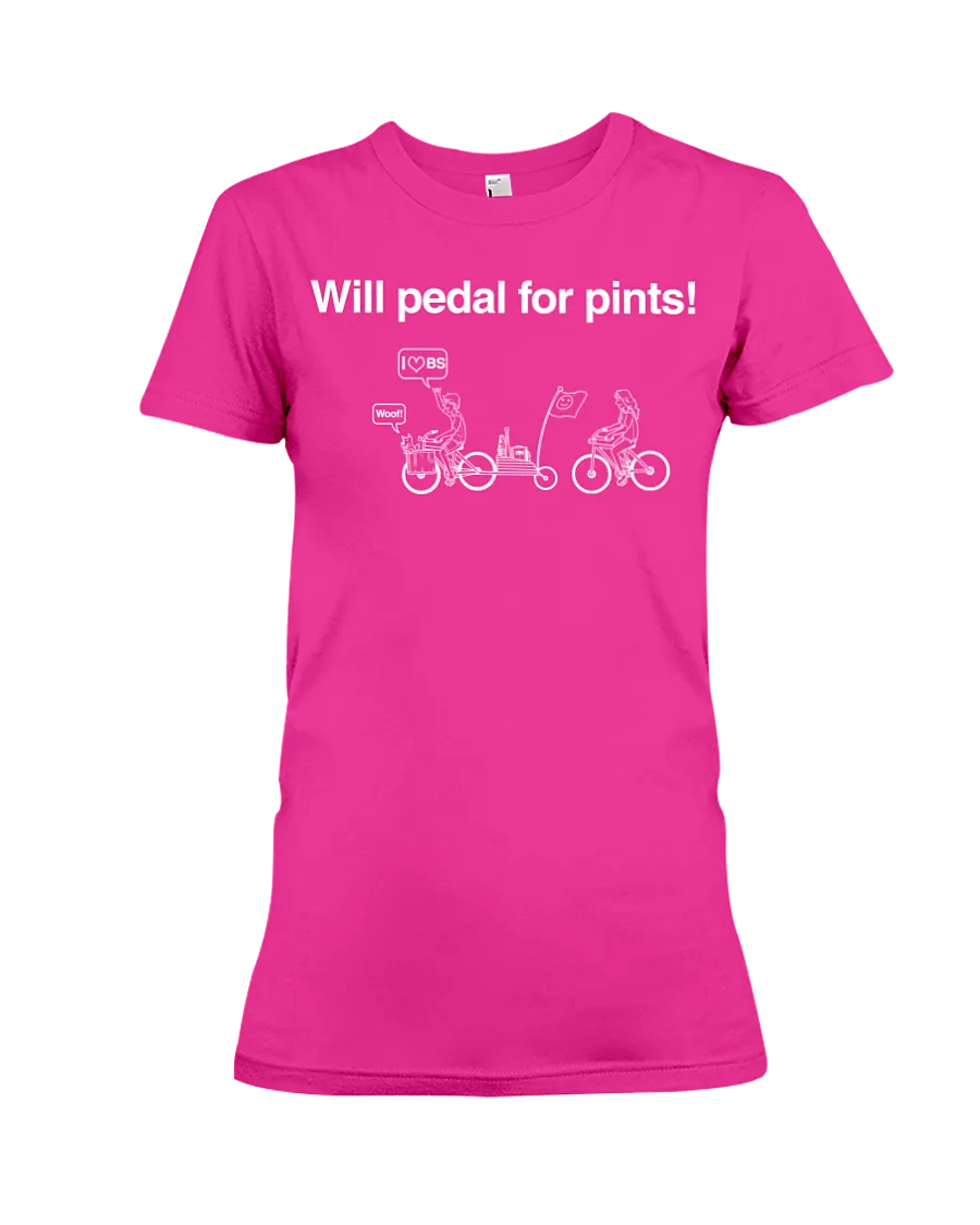 Will Pedal for Pints! Funny bike t shirts