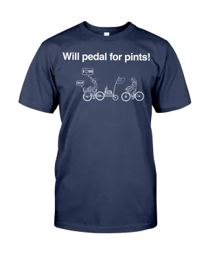 Will Pedal for Pints! Funny bike t shirts