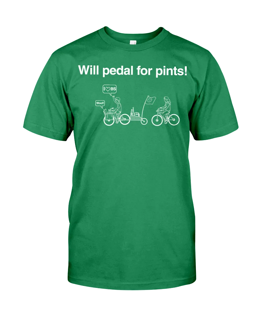 Will Pedal for Pints! Funny bike t shirts