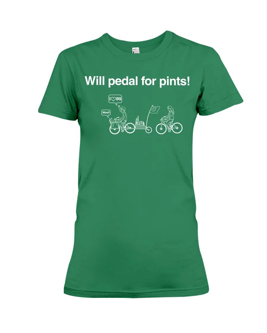 Will Pedal for Pints! Funny bike t shirts