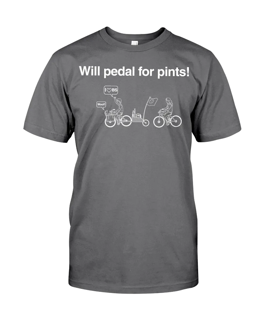 Will Pedal for Pints! Funny bike t shirts