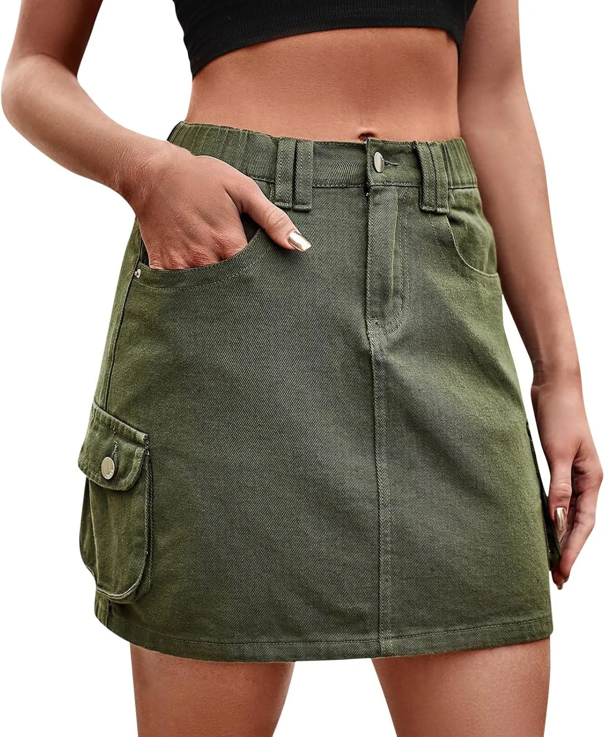 Women Casual High Womens A Line Midi SkirtWomen's Summer Design Denim Jean Skirt Mini Two Piece Skirt Set for