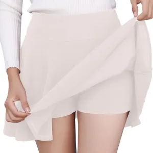 Women's Casual Stretchy Flared Pleated A-Line Mini Skater Skirt with Shorts Skater Party Skirt