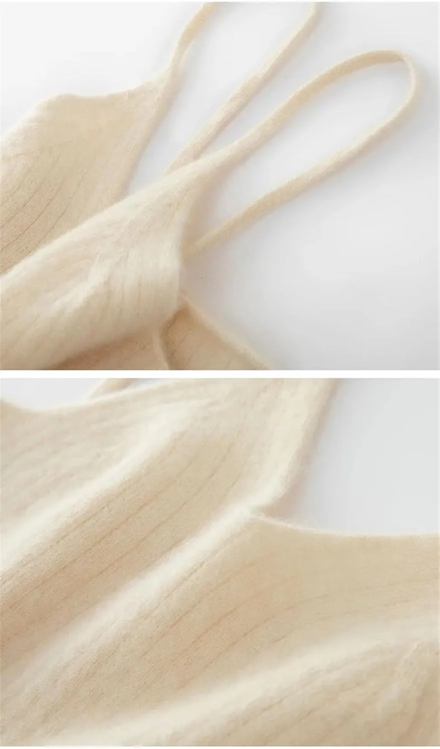 Women's Sleeveless Solid Cashmere Tank Tops Sexy Short Solid Soft and Skin Friendly V-Neck Camisole