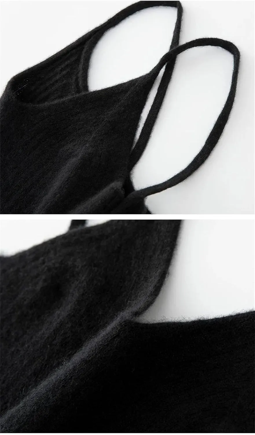 Women's Sleeveless Solid Cashmere Tank Tops Sexy Short Solid Soft and Skin Friendly V-Neck Camisole