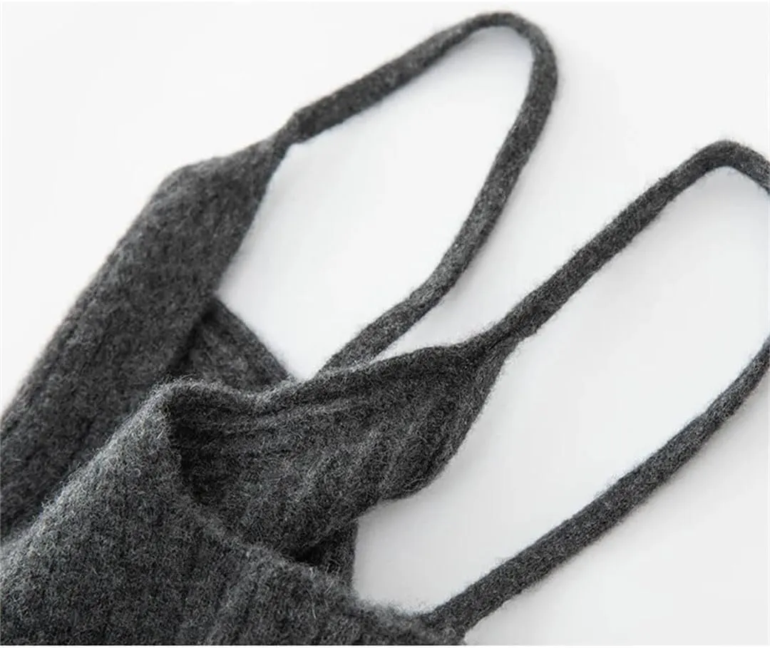 Women's Sleeveless Solid Cashmere Tank Tops Sexy Short Solid Soft and Skin Friendly V-Neck Camisole