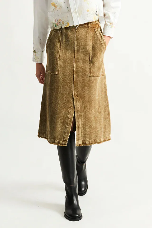 Work Skirt | Gold Green