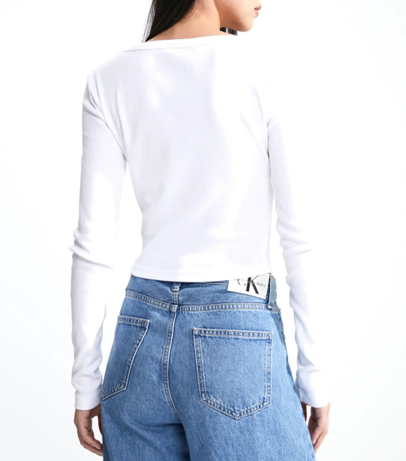 Woven Button V-neck Cardigan Bright White